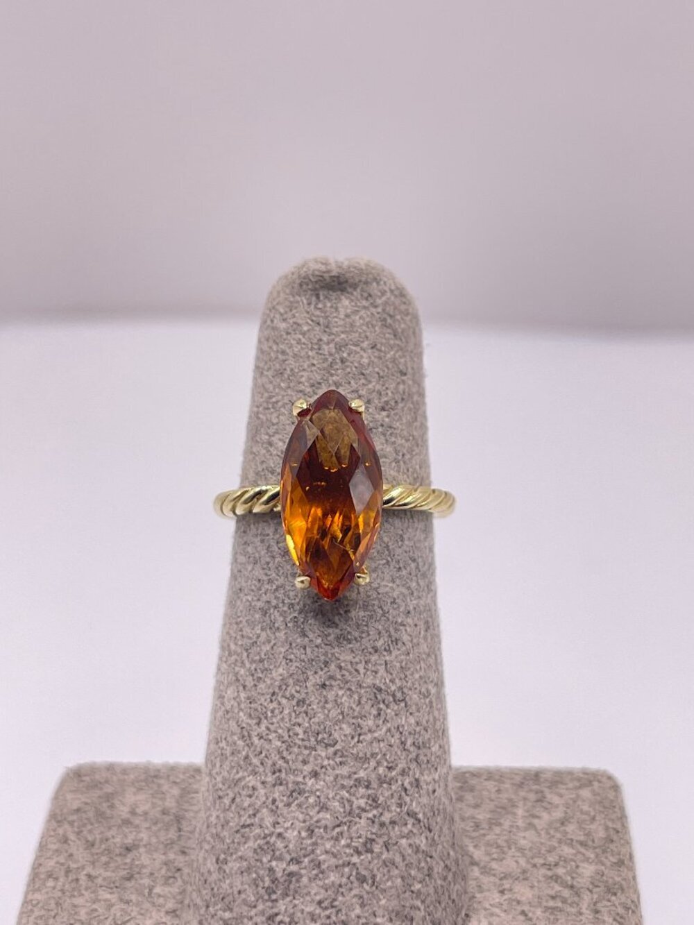 David Yurman Vintage Emerald Cut Ring with Citrine and 18k Gold